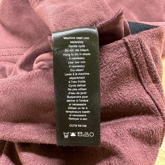 Rag & Bone NWT Embroidered Faux Suede Slim Leg Pants Burgundy Size XS Pull-On - Picture 7 of 13